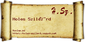 Holes Szilárd névjegykártya